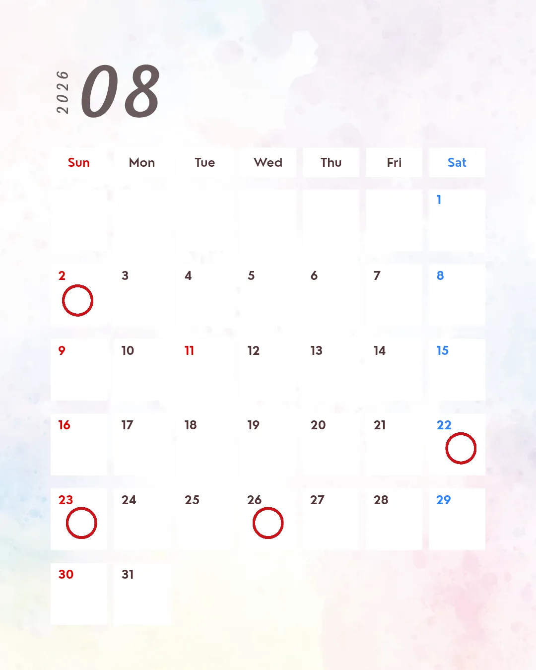 8月のご予約について